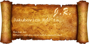 Jakubovics Réta névjegykártya